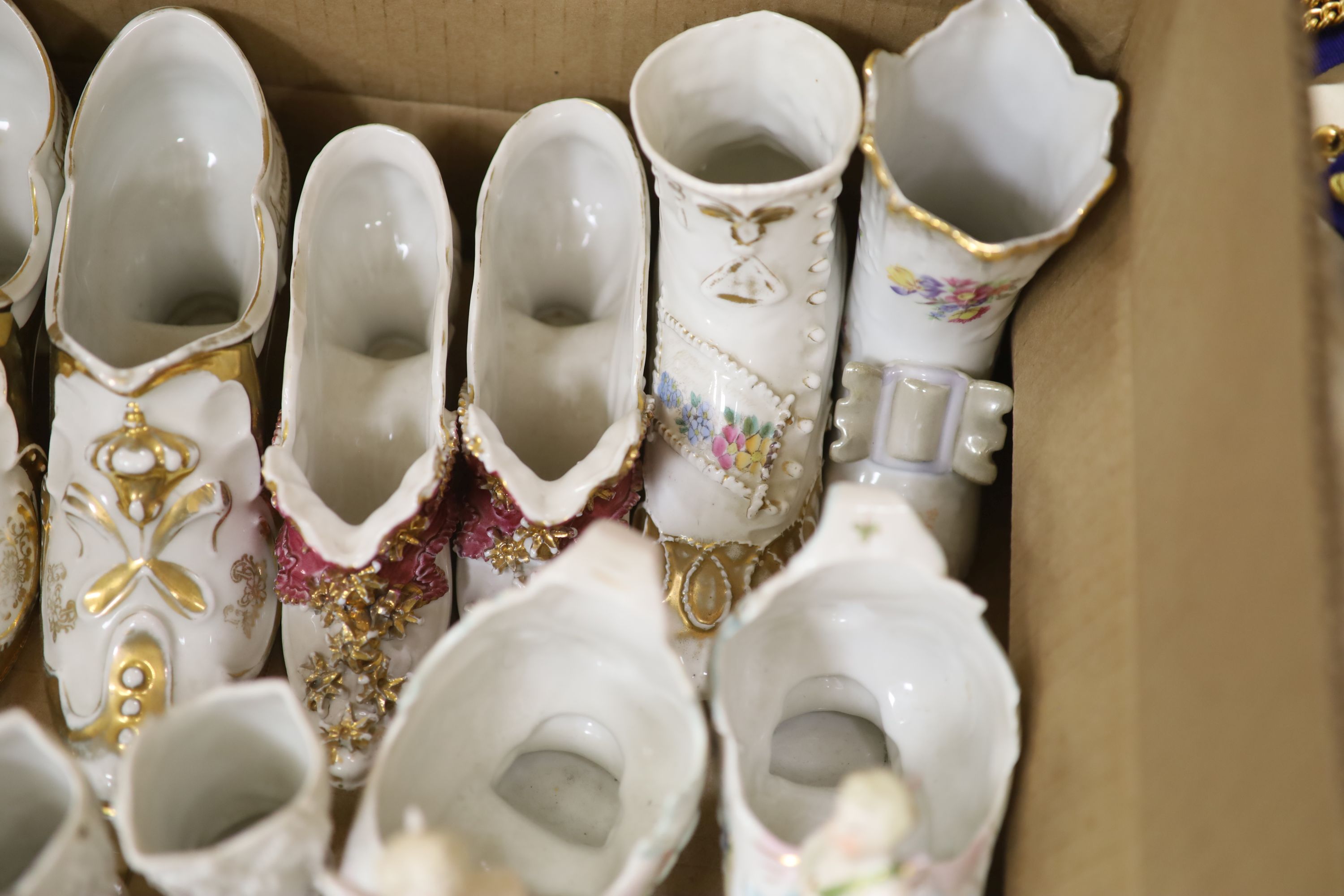 A collection of ceramic shoes